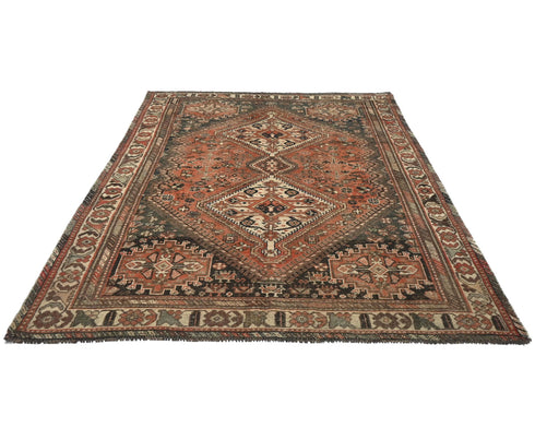 6x8 Vintage Rust Persian Style Hand Knotted Low Pile Wool Area Rug